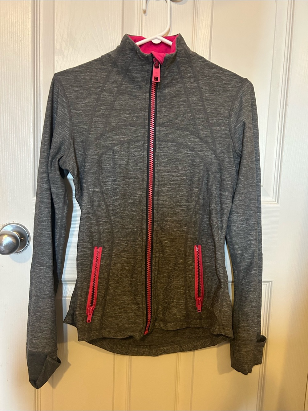 Gray Lululemon Jacket with Pink Zippers